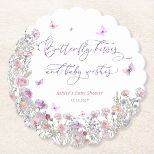 Butterfly Kisses en Baby Wensen Schattige Baby sho Kartonnen Onderzetters