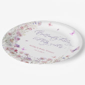 Butterfly Kisses en Baby Wishes Baby shower Papieren Bordje (Gekanteld)