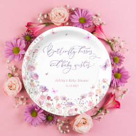 Butterfly Kisses en Baby Wishes Baby shower Papieren Bordje