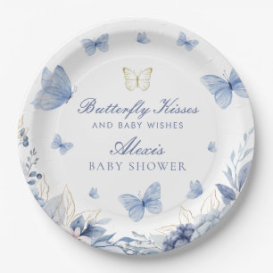 Butterfly Kisses en Baby Wishes Boy Baby shower Papieren Bordje