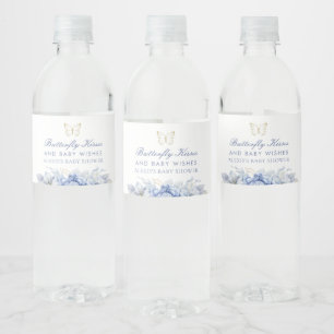 Butterfly Kisses en Baby Wishes Boy Baby shower Waterfles Etiket