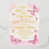 Butterfly Kisses en Baby Wishes Girl Baby shower Folie Uitnodiging (Voorkant)