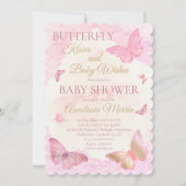 Butterfly Kisses en Baby Wishes Girl Baby shower Kaart (Voorkant)