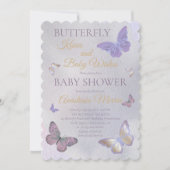 Butterfly Kisses en Baby Wishes Girl Baby shower Kaart (Voorkant)