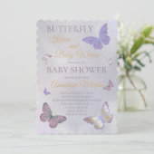 Butterfly Kisses en Baby Wishes Girl Baby shower Kaart (Staand voorkant)