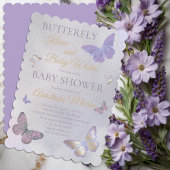 Butterfly Kisses en Baby Wishes Girl Baby shower Kaart