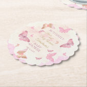 Butterfly Kisses en Baby Wishes Girl Baby shower Kartonnen Onderzetters (Gekanteld)