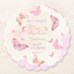 Butterfly Kisses en Baby Wishes Girl Baby shower Kartonnen Onderzetters<br><div class="desc">Lichtroze,  bruin,  bruin en goudkleurig Baby shower "Butterfly Kisses and Baby Wishes",  dat vlinders bevat in verschillende kleuren gecoördineerde combinaties op een waterverf achtergrond van licht blozen en roze. Composietontwerp per feestdag — Design.</div>