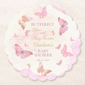 Butterfly Kisses en Baby Wishes Girl Baby shower Kartonnen Onderzetters (Voorkant)