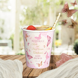 Butterfly Kisses en Baby Wishes Girl Baby shower Papieren Bekers