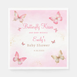 Butterfly Kisses en Baby Wishes Girl Baby shower Servet
