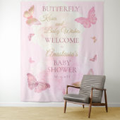 Butterfly Kisses en Baby Wishes Girl Baby shower Wandkleed (In situ)