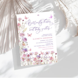 Butterfly Kisses en Baby Wishes Paarse Roze Baby Kaart
