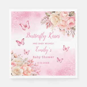 Butterfly Kisses en Baby Wishes roze Baby shower Servet