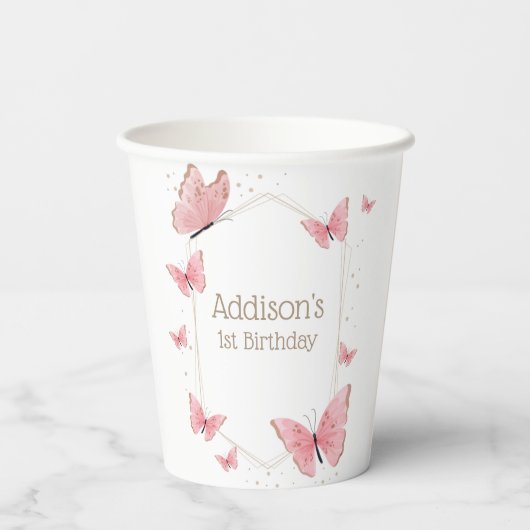 Butterfly Kisses en Birthday Wishes Birthday Pape Papieren Bekers (Achterkant)
