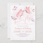 Butterfly Kisses en Birthday Wishes Invitation Kaart (Voorkant)