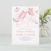 Butterfly Kisses en Birthday Wishes Invitation Kaart (Staand voorkant)