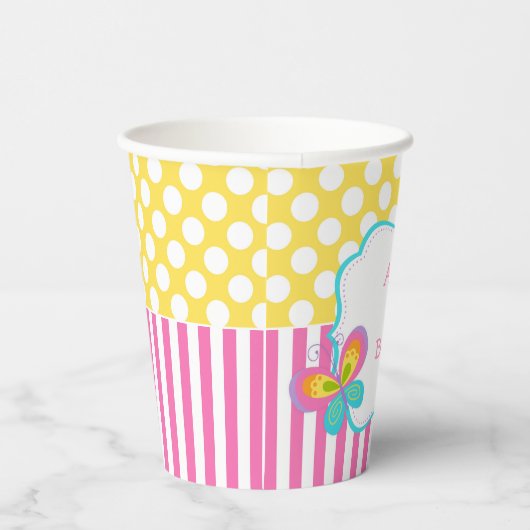 Butterfly Kisses en Birthday Wishes Party Papieren Bekers (Rechts)