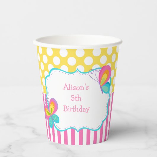 Butterfly Kisses en Birthday Wishes Party Papieren Bekers (Voorkant)