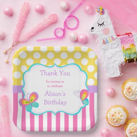 Butterfly Kisses en Birthday Wishes Party Papieren Bordje (Feest)