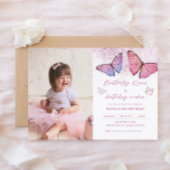 Butterfly Kisses en Birthday Wishes Party Photo Kaart