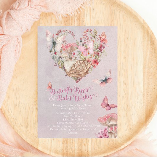 Butterfly Kisses Enchanted Forest Baby shower Kaart
