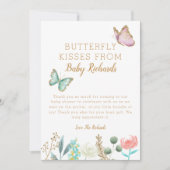 Butterfly Kisses Floral Baby shower Bedankkaart (Voorkant)