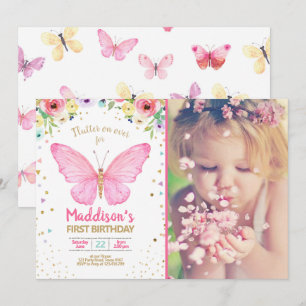 Butterfly Kisses Garden Floral Confetti Birthday Kaart