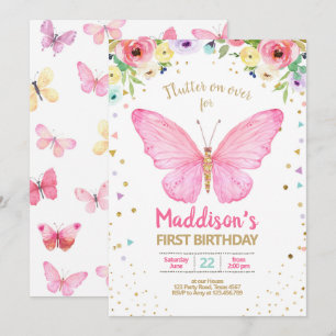 Butterfly Kisses Garden Floral Confetti Birthday Kaart