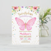 Butterfly Kisses Garden Floral Confetti Birthday Kaart (Staand voorkant)