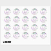 Butterfly Kisses Garden Paars Baby shower Favor Ronde Sticker (Vel)