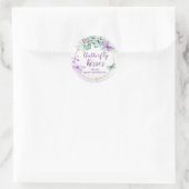 Butterfly Kisses Garden Paars Baby shower Favor Ronde Sticker (Tas)