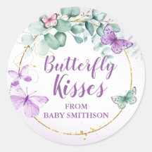 Butterfly Kisses Garden Paars Baby shower Favor