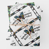 Butterfly Kisses Gelukkige Verjaardag Inpakpapier Vel (In situ)