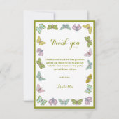 Butterfly kisses Girl Baby shower Dank u wel Bedankkaart (Voorkant)