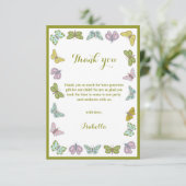 Butterfly kisses Girl Baby shower Dank u wel Bedankkaart (Staand voorkant)