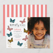 Butterfly Kisses Girls Birthday Party Foto Kaart (Voorkant / Achterkant)