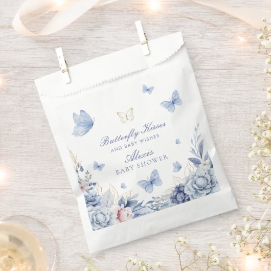 Butterfly Kisses Jongen Baby shower Bedankzakje (Geknipt)