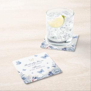 Butterfly Kisses Jongen Baby shower Kartonnen Onderzetters