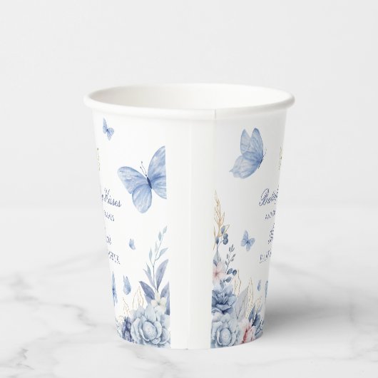 Butterfly Kisses Jongen Baby shower Papieren Bekers (Rechts)