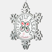 Butterfly Kisses Modern Pink & Paars Kinder Design Tin Sneeuwvlok Ornament (Rechts)