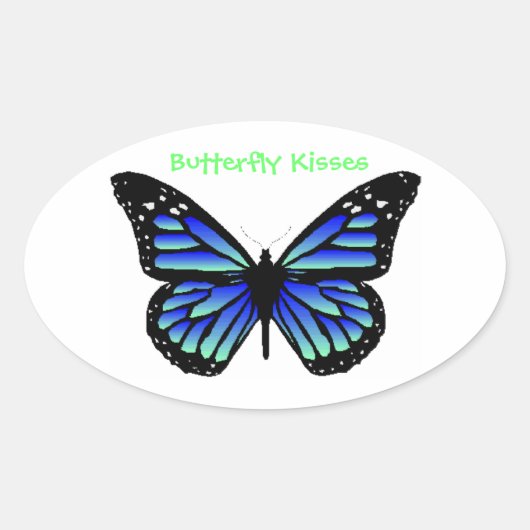Butterfly Kisses Ovale Sticker (Voorkant)