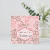 Butterfly Kisses Petal Birthday Invitation Square2 Kaart (Staand voorkant)