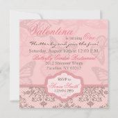 Butterfly Kisses Petal Birthday Invitation Square2 Kaart (Achterkant)