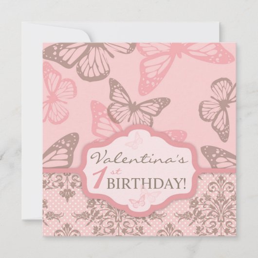 Butterfly Kisses Petal Birthday Invitation Square2 Kaart (Voorkant)