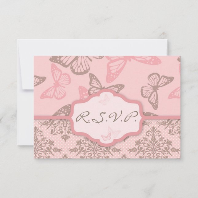 Butterfly Kisses Petal Birthday RSVP Card 2 (Voorkant)