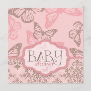 Butterfly Kisses Petal Invitation Square Kaart