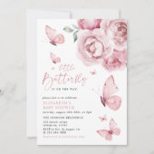 Butterfly Kisses Pink Floral Girl Baby shower Kaart (Voorkant)