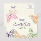 Butterfly Kisses Red het date ivoor Aankondigingskaart (Voorkant / Achterkant)