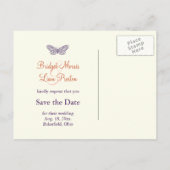 Butterfly Kisses Red het date ivoor Aankondigingskaart (Achterkant)